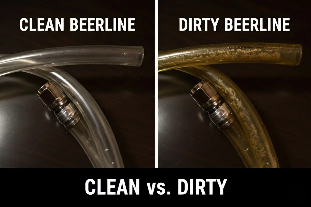 Comaprison between a clean beerline and a dirty beerline