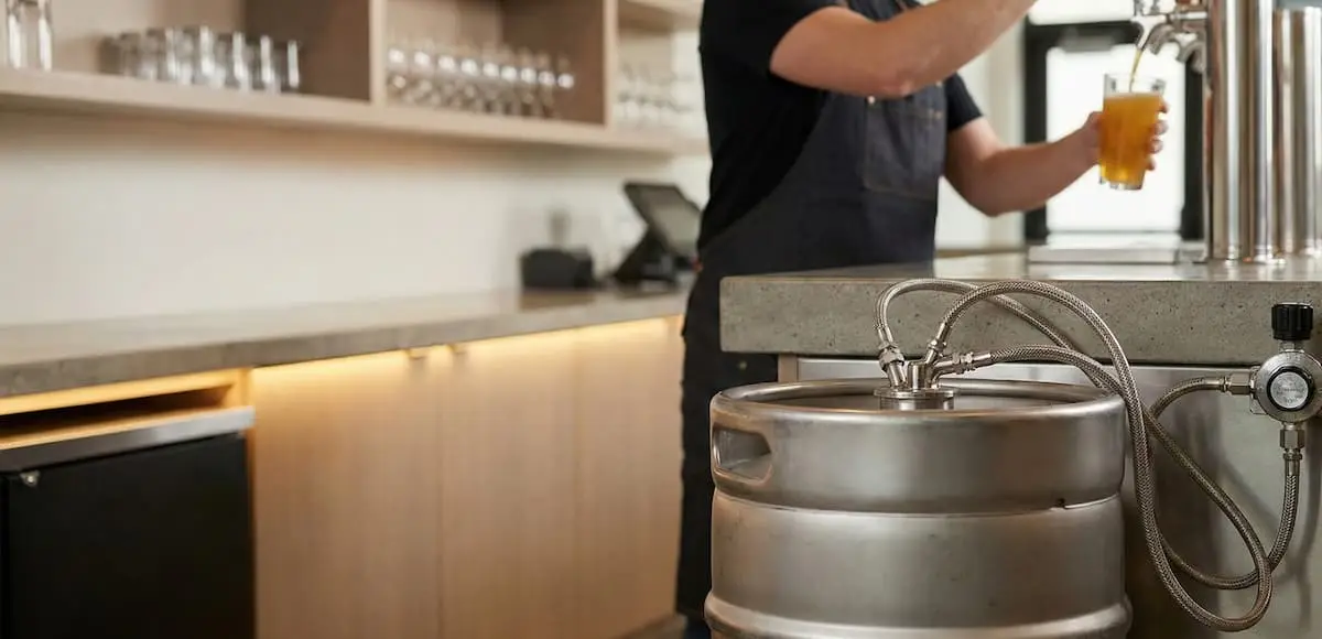 Full half keg draft system bartender