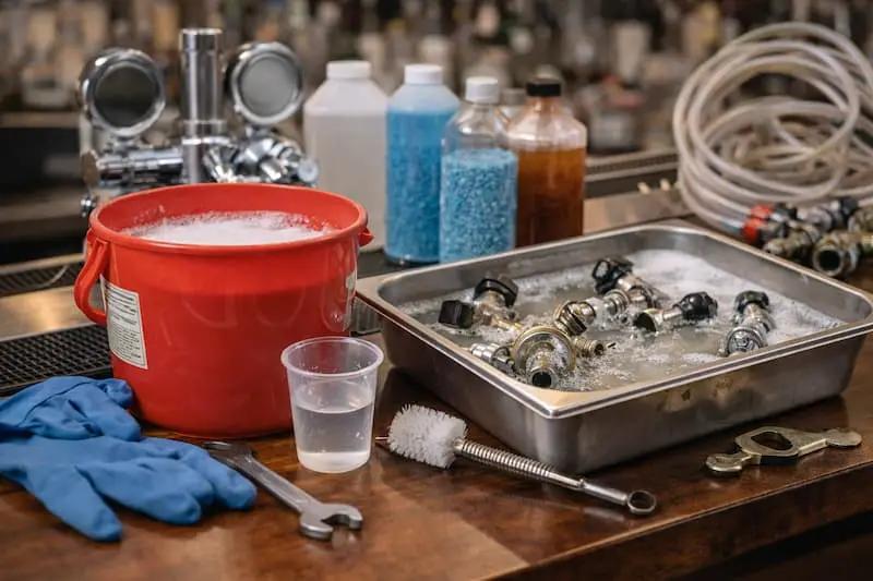 Beer line cleaning process