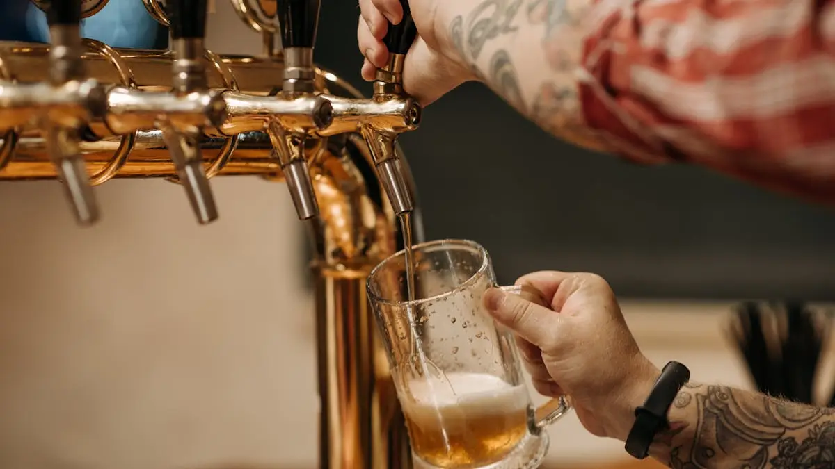 Beer pouring from beer line faucet