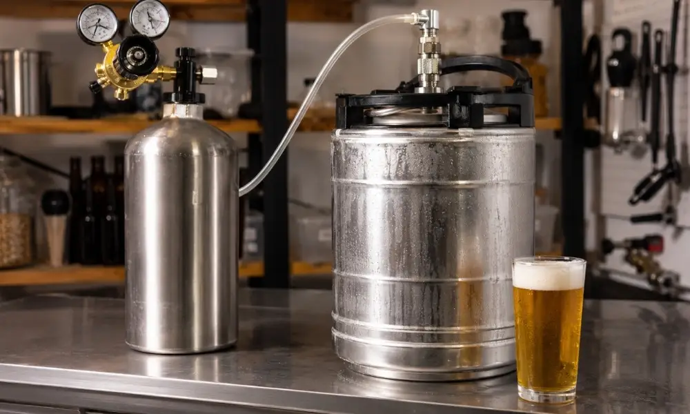 carbonating beer in a stainless steel keg