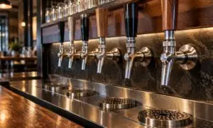 small beer tap wall system with six premium draft faucets