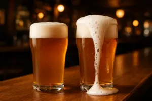 draft beer foamy