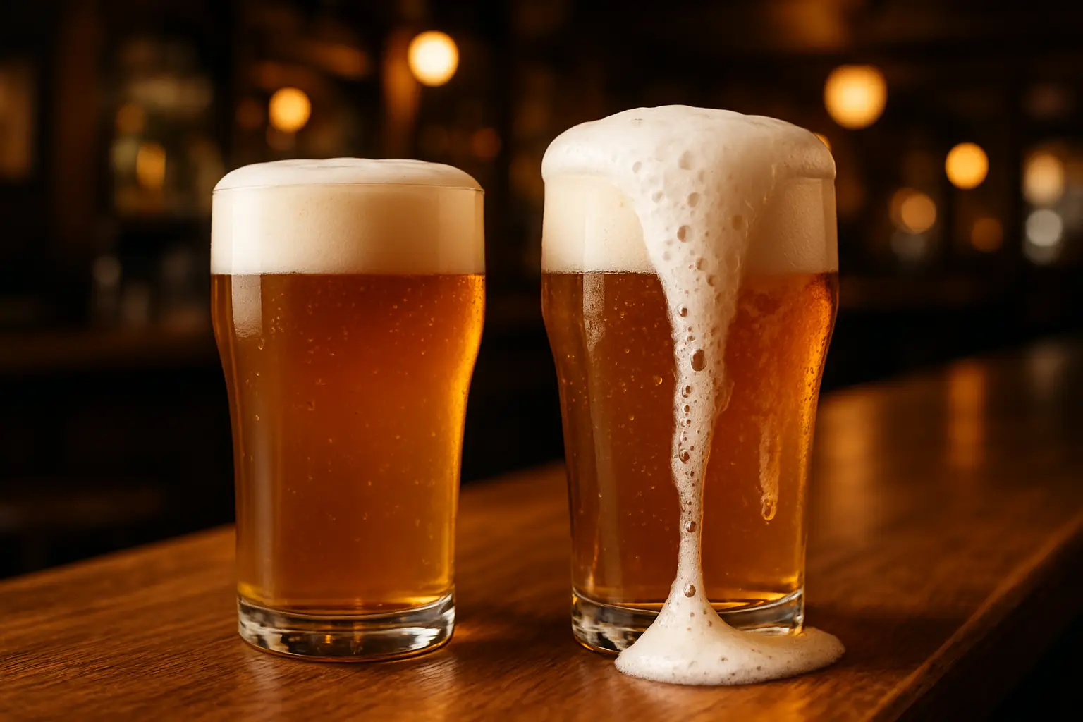 draft beer foamy