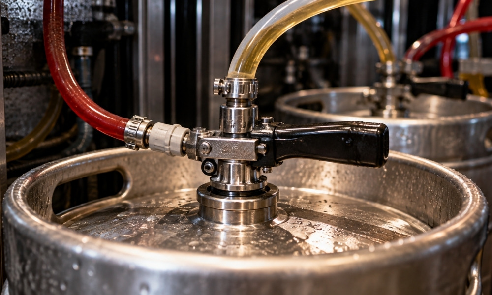 stainless-steel keg
